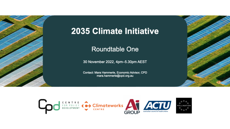 Cover for a slideshow presented to the 2035 climate initiative
